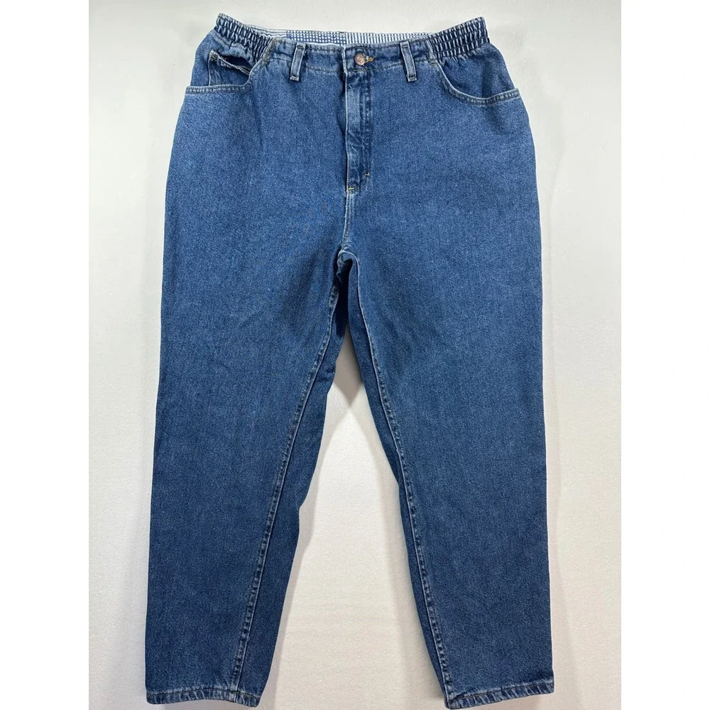 Vintage 80s Lee Jeans Sz 20W Petite Blue‎ Elastic Tapered Bareback Western USA